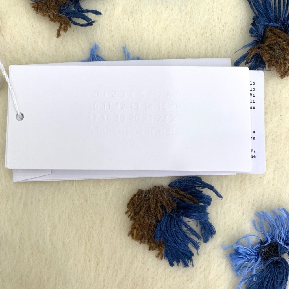 Maison Margiela Womens Cream Angora Blend Cardigan With Blue & Brown Embellished - Picture 5 of 9